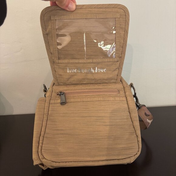 Lug Flapper Light Gold Tan Quilted Nylon Camo Strap Convertible Crossbody - Picture 9 of 15